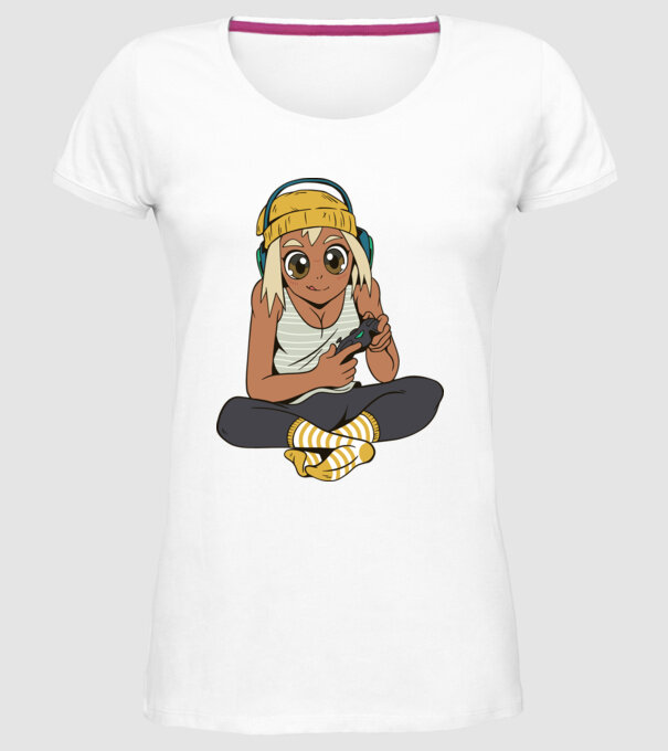 Fată Gamer model alb pe tricou