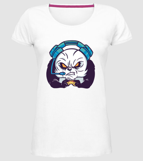 Gamer Panda model alb pe tricou