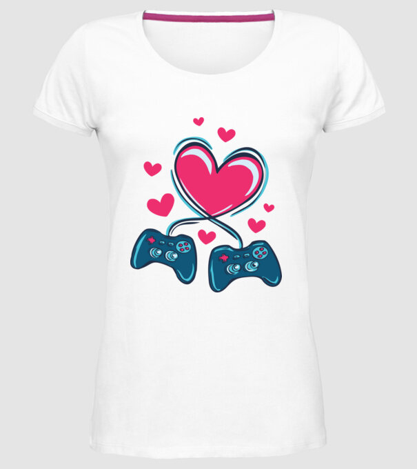 Dragoste Gamer model alb pe tricou