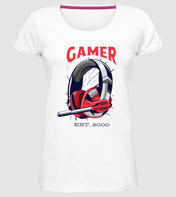 Gamer est. 2000 model alb pe tricou