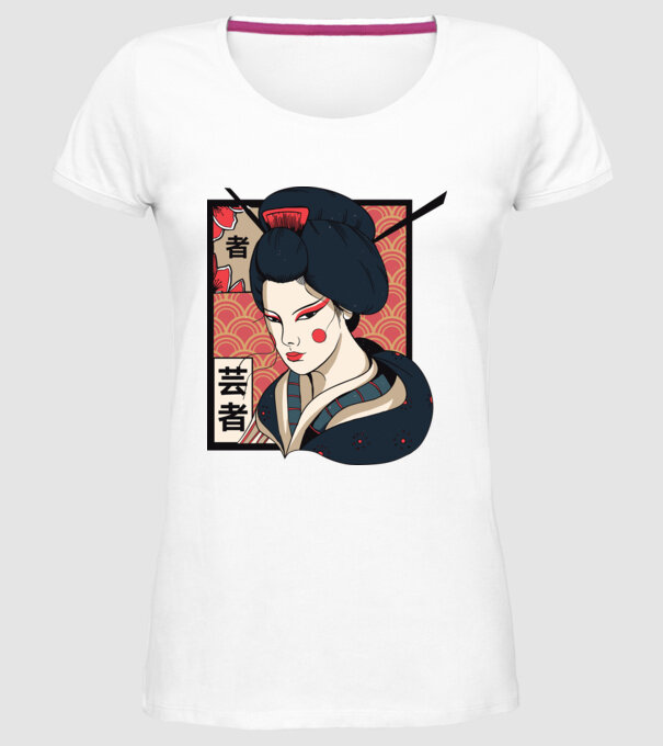Geisha Japonia model alb pe tricou