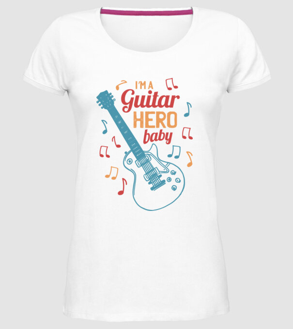 Erou chitarist model alb pe tricou