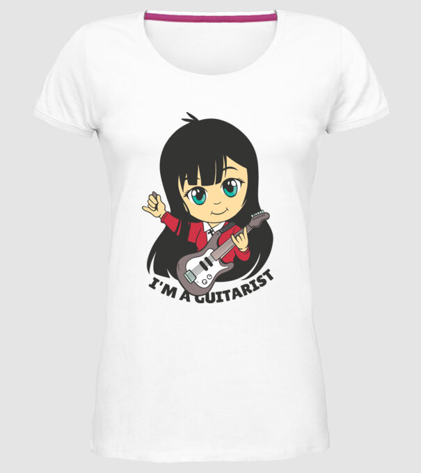 Sunt chitarist fată model alb pe tricou