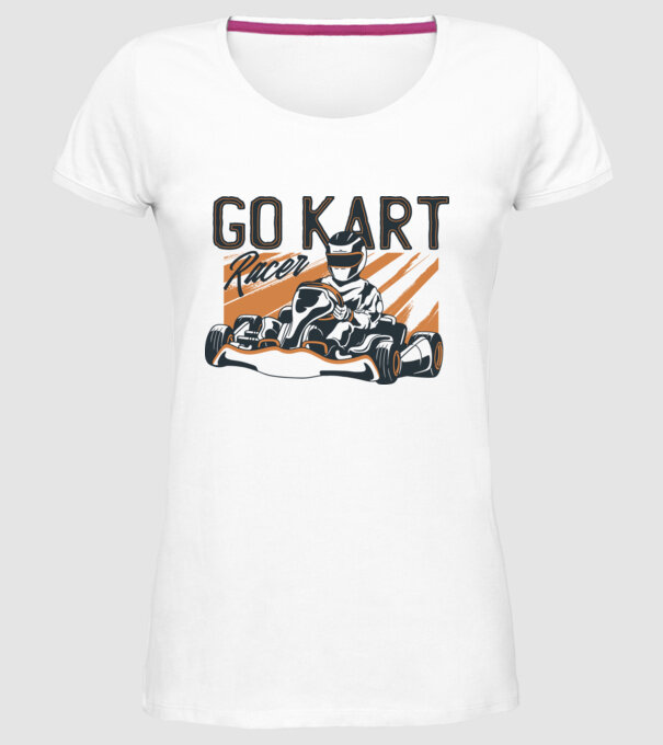 Concurent Go-kart model alb pe tricou