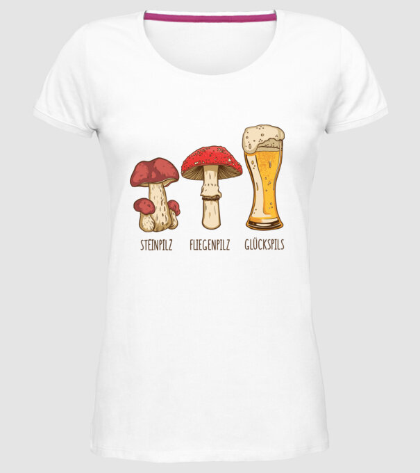 Soiuri de ciuperci model alb pe tricou