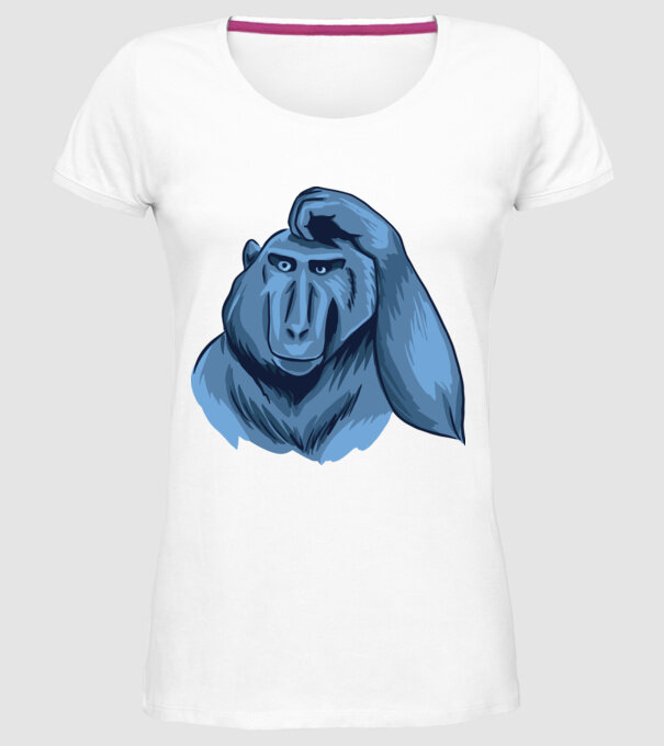 Maimuța gânditoare model alb pe tricou