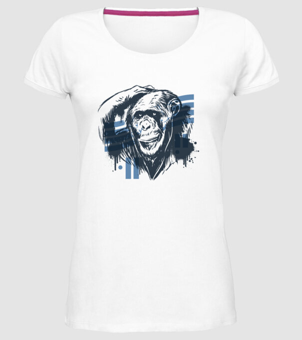 Maimuța gânditoare model alb pe tricou