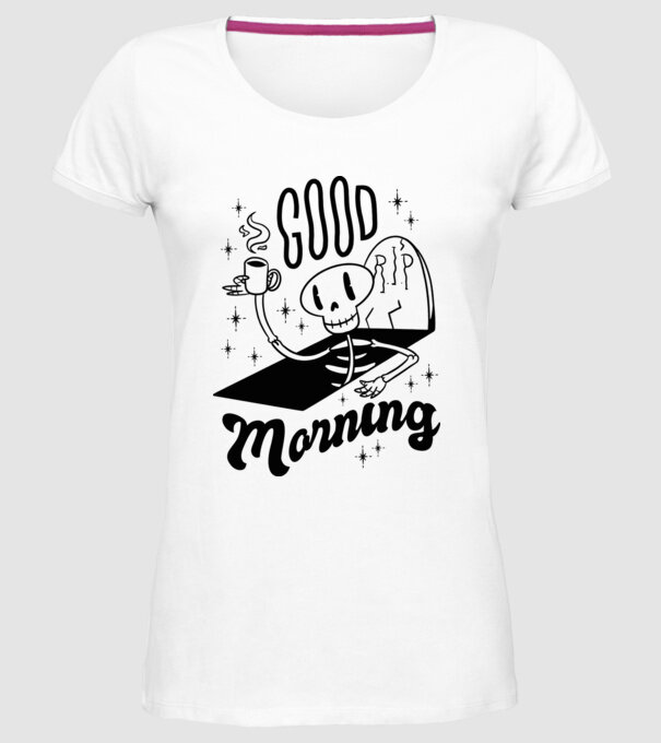 Good Morning Coffee model alb pe tricou