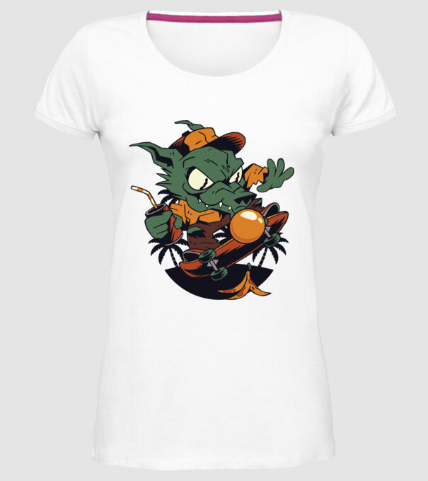 Vârcolac Skateboarder model alb pe tricou