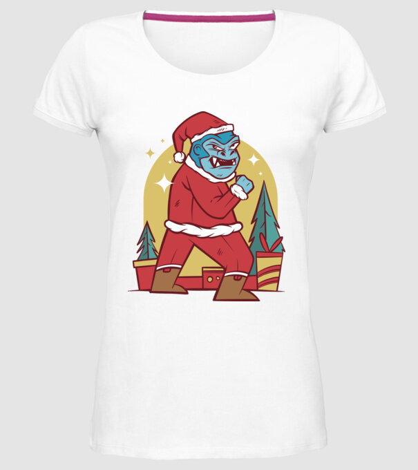 Gorila Santa model alb pe tricou