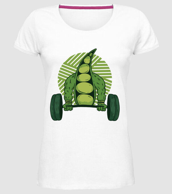 Mazăre musculoasă model alb pe tricou