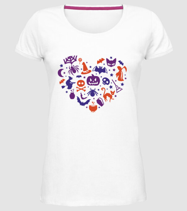 Inimă Halloween model alb pe tricou