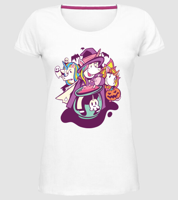 Unicorni Halloween model alb pe tricou