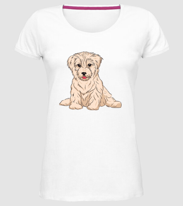 Câine Havanez model alb pe tricou