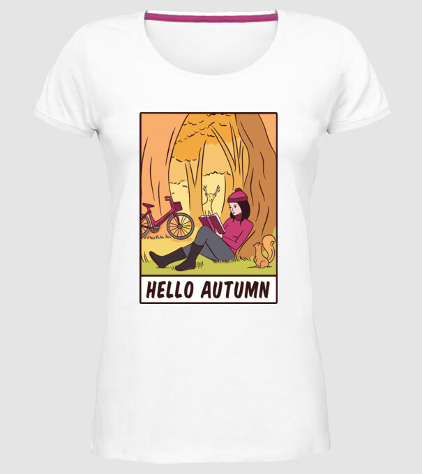 Hello Toamnă model alb pe tricou