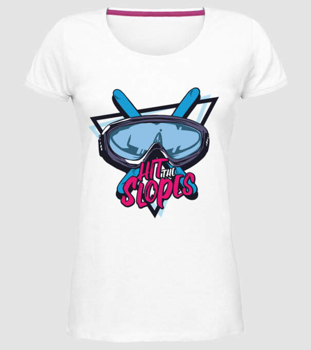 Hit the Slopes - tricou schi model alb pe tricou