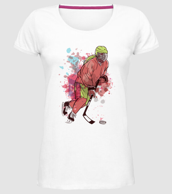 Fată hocheistă model alb pe tricou