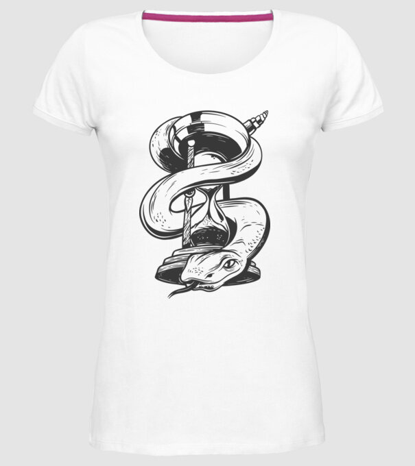 Șarpe clepsidră model alb pe tricou