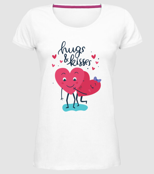 'Hugs and Kisses Tricou drăguț pentru Valentine''s Day' model alb pe tricou