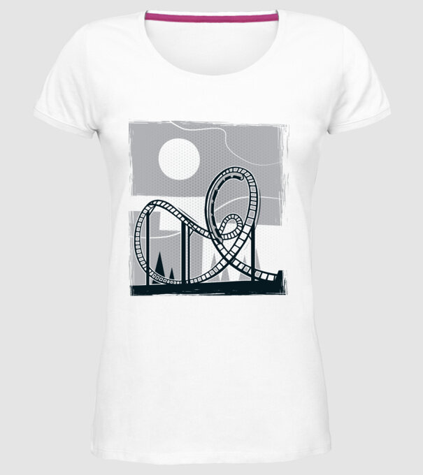 Roller coaster model alb pe tricou