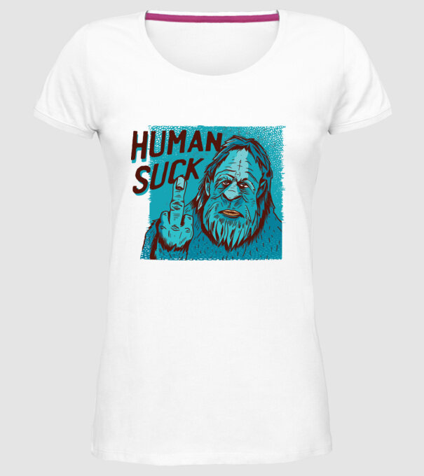 Human Suck - Yeti spune tricou amuzant antisocial model alb pe tricou