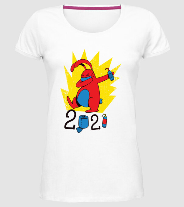 Paște 2021 - Iepuraș cu mască model alb pe tricou