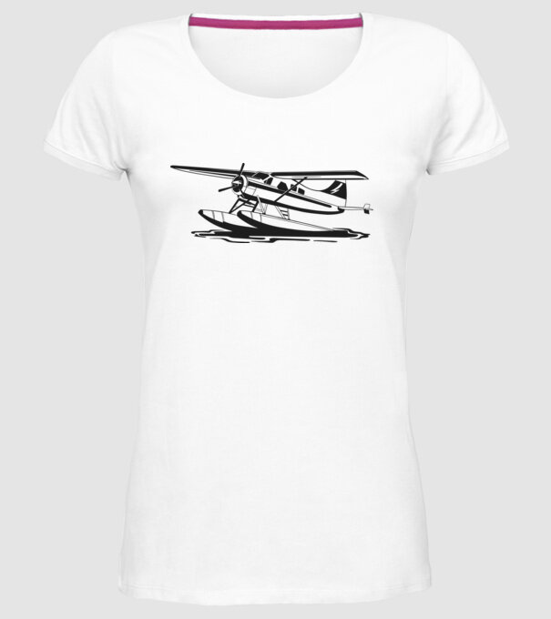 Hydroplane avion model alb pe tricou