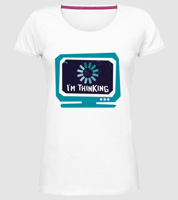 'I''m thinking Mă gândesc' model alb pe tricou