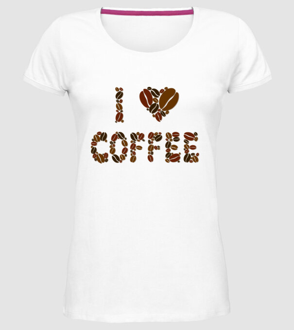 I Love Coffee model alb pe tricou
