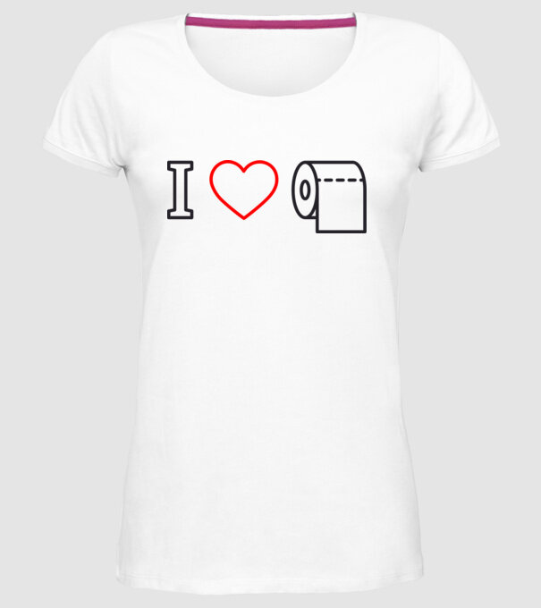 I love hârtie igienică model alb pe tricou