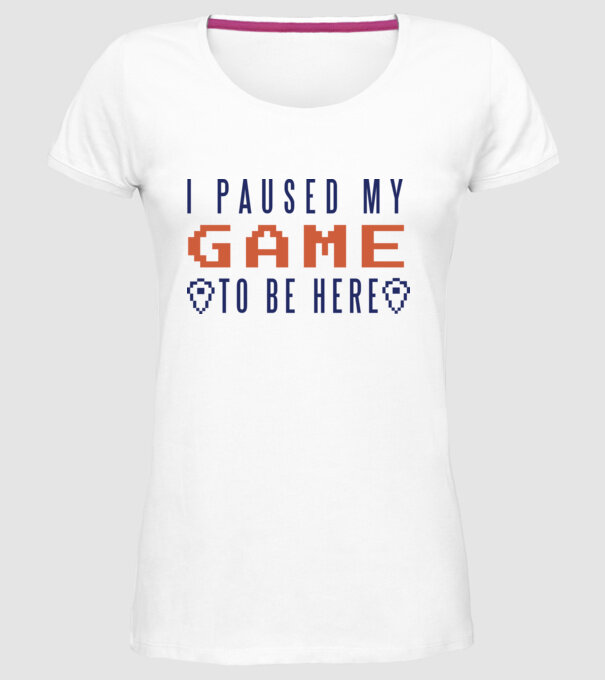 I Paused my game to be here model alb pe tricou