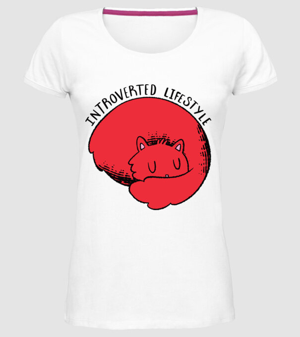 Pisică Introvertită model alb pe tricou