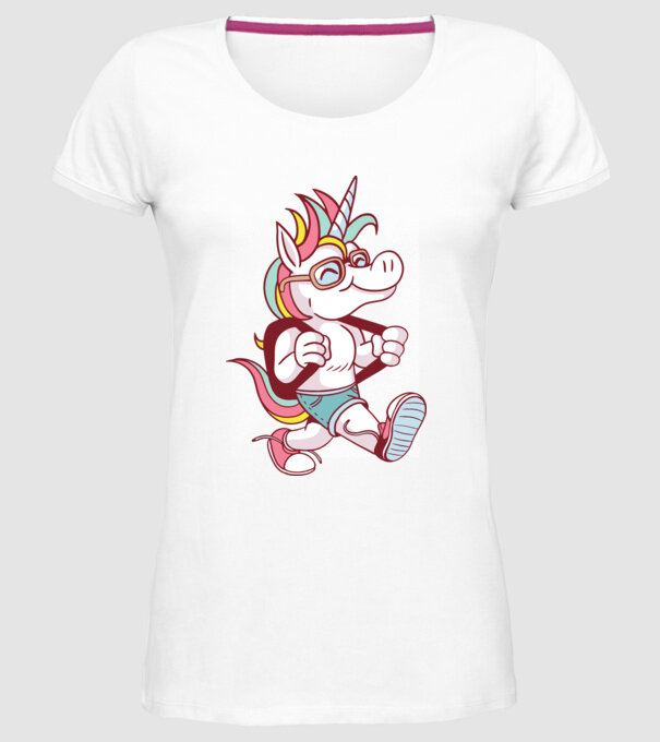 Unicorn școlar model alb pe tricou