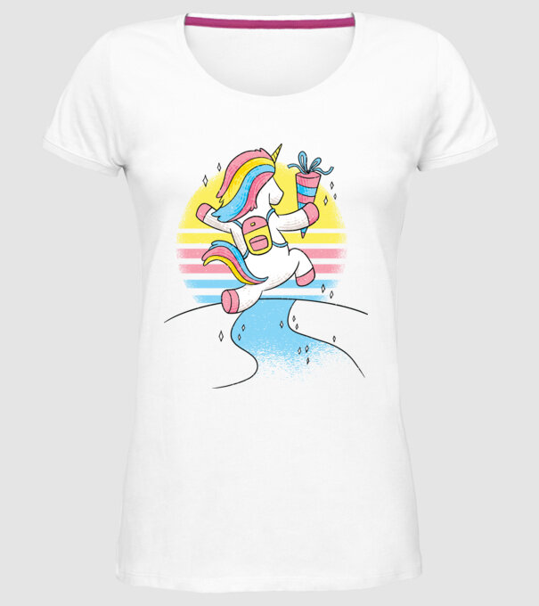 Unicorn școlar model alb pe tricou
