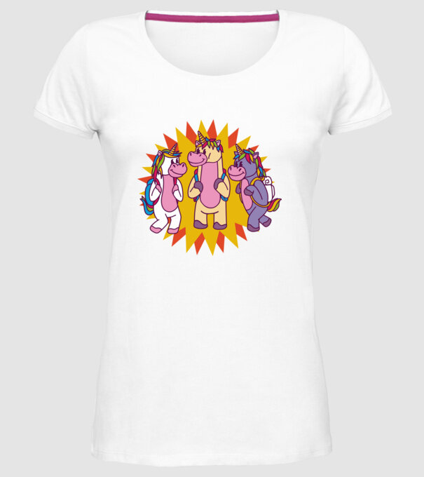 Unicorni școlari model alb pe tricou