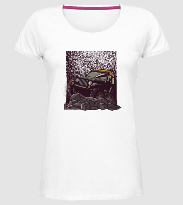Jeep Offroad model alb pe tricou