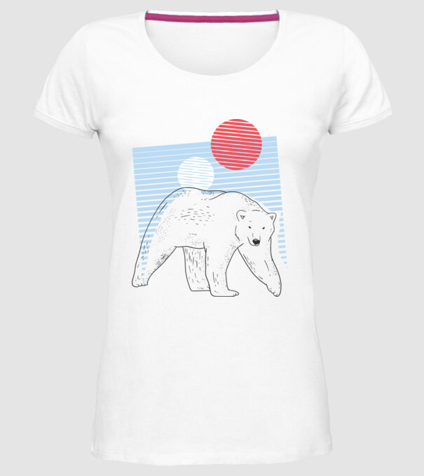 Urs polar model alb pe tricou