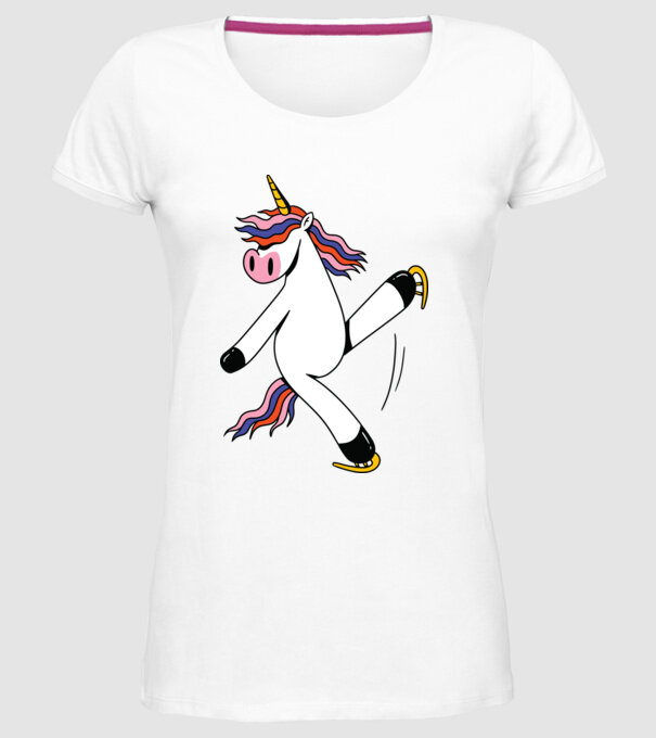 Unicorn cu Patine model alb pe tricou