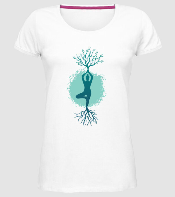 Yoga Natură model alb pe tricou