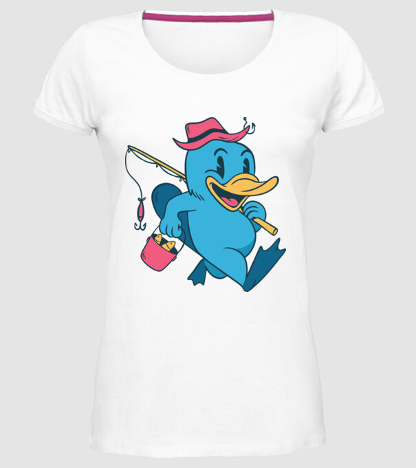 Pescar ornitorinc model alb pe tricou
