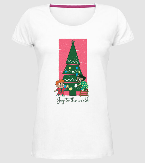 Împodobire pom de Crăciun model alb pe tricou