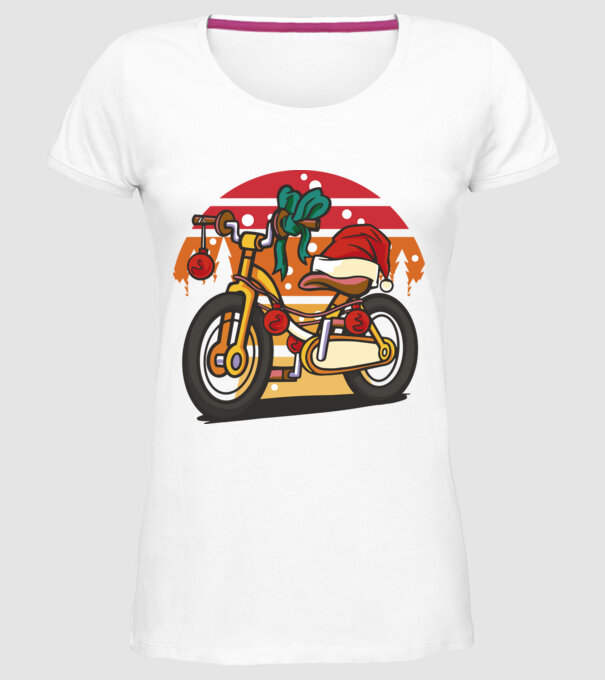 Bicicletă de Crăciun model alb pe tricou
