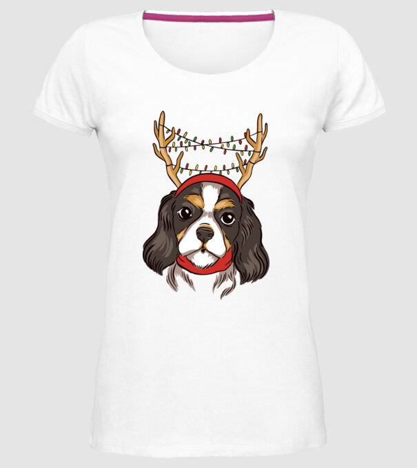Cavalier de Crăciun model alb pe tricou