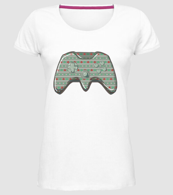 Controler Gamer Crăciun model alb pe tricou