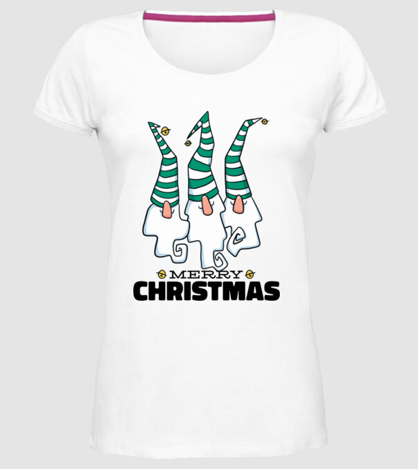 Elfi de Crăciun - Crăciun Fericit model alb pe tricou