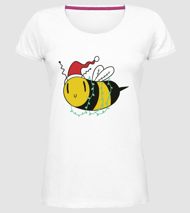 Albină de Crăciun model alb pe tricou