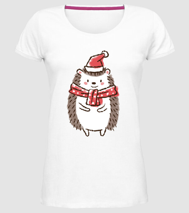 Arici de Crăciun model alb pe tricou