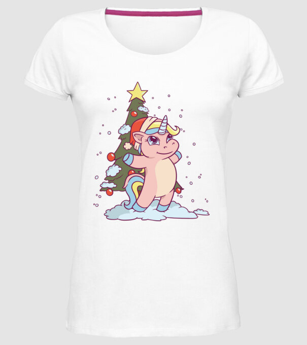 Unicorn de Crăciun model alb pe tricou