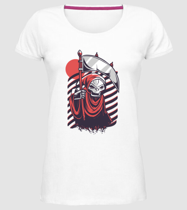 Moartea - Grim Reaper model alb pe tricou