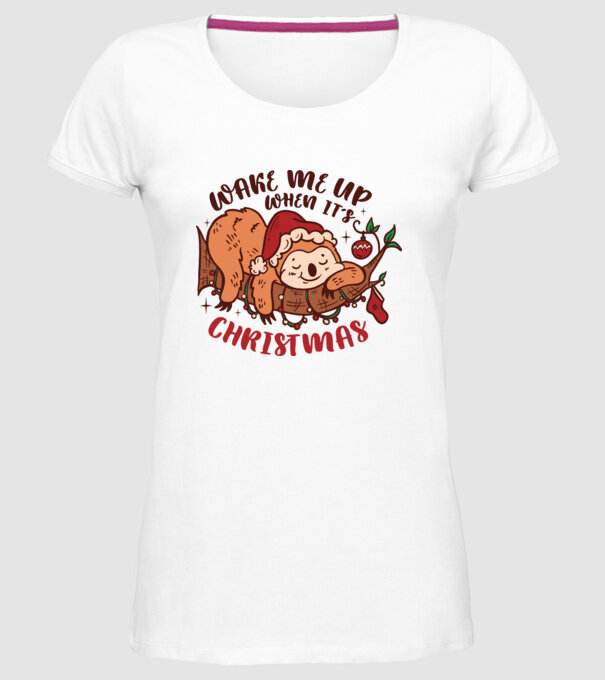 Trezește-mă când e Crăciunul model alb pe tricou